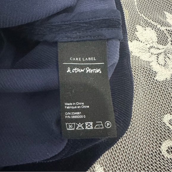& Other Stories Navy Button Corduroy Mini Skirt Sz 2 - Picture 6 of 7